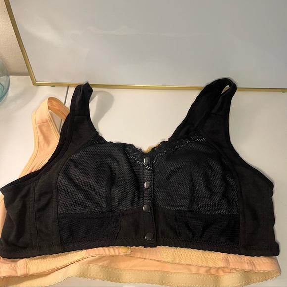 2 Women's Lace Trim Bralette Size Large - Black & Peach - Picture 3 of 14